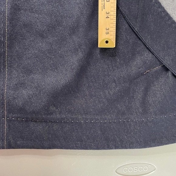 Marina Rinaldi‎ Dress 16 Denim Blue Midi Asymmetrical Ruffle Italy Quiet Luxury - Picture 9 of 10